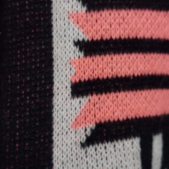 Pink Rose Aztec Black Asymmetrical Open Front Cardigan Women's Size S - Picture 3 of 5